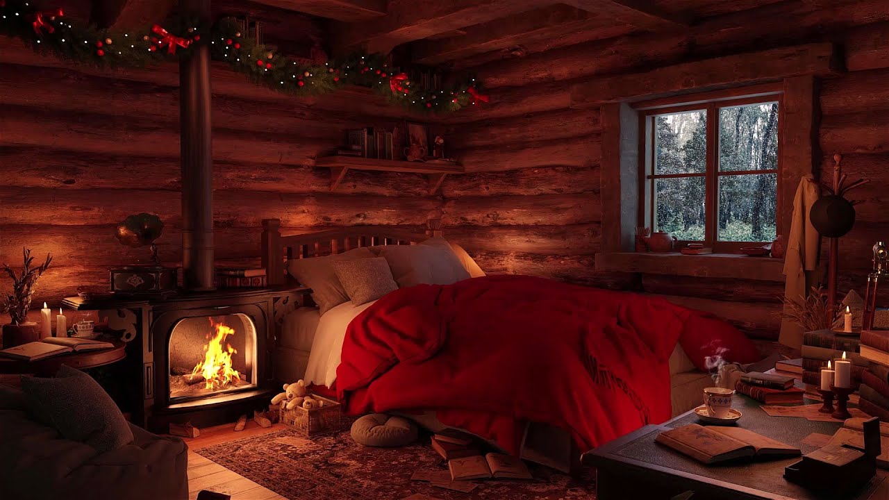 Relaxing Rain for Sleep | Rain Sounds with Fireplace Crackling