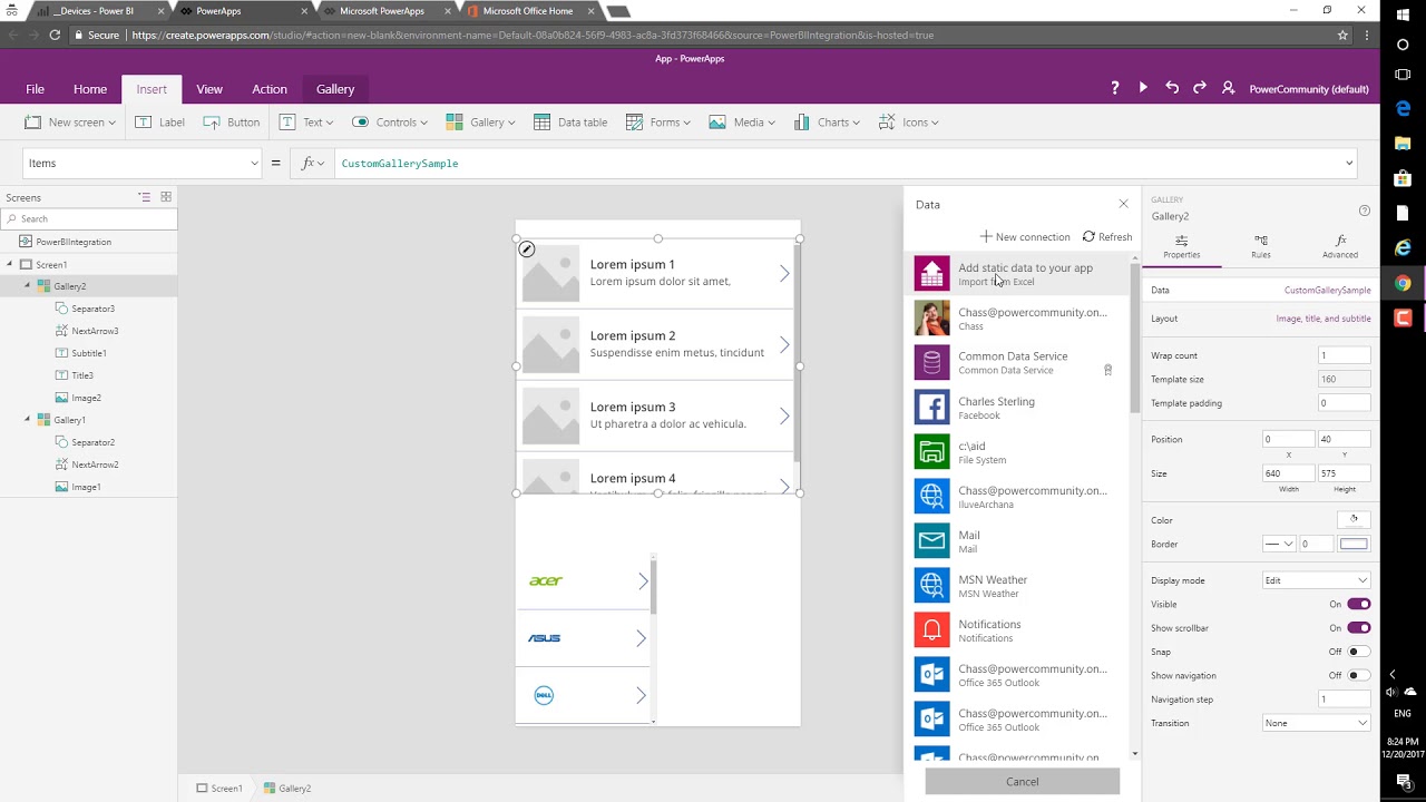 Пользовательские визуальные элементы PowerApps для Power BI