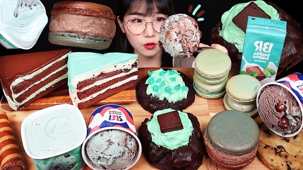 민트&초코🍫🩵 민트초코 아이스크림 케이크 쿠키 마카롱 먹방 MINT CHOCOLATE PARTY! ICE CREAM CAKE DESSERT ASMR MUKBANG