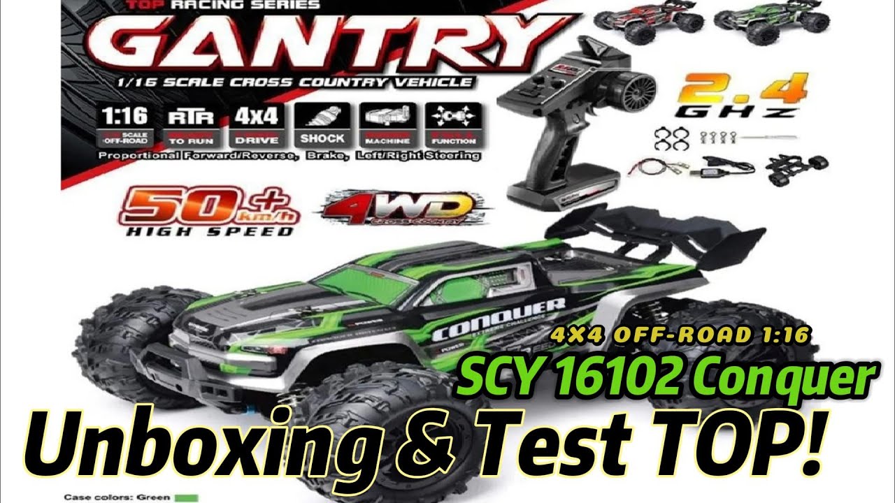 RC Car Conquer SCY 16102 4x4 l Carro de controle remoto que empina! l High speed car, Testing 50km/h