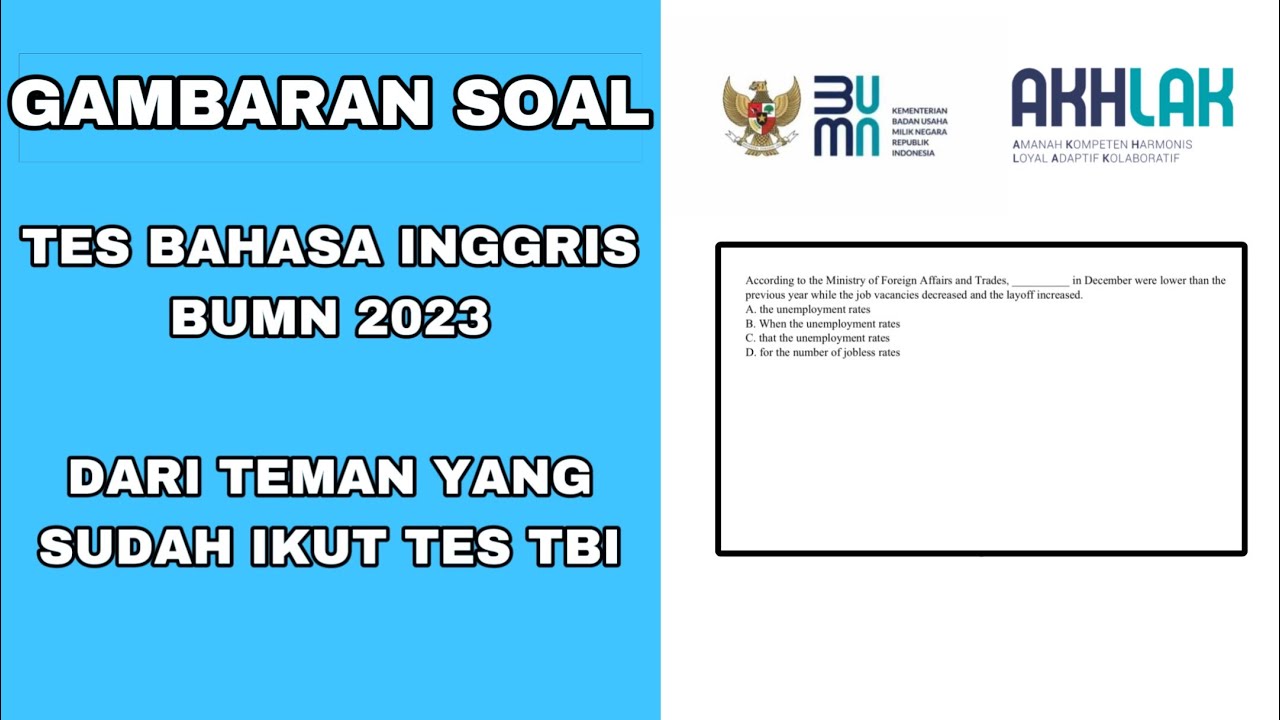BOCORAN SOAL TES BAHASA INGGRIS BUMN 2023 DARI YANG SUDAH TES | FR TBI BUMN 2023