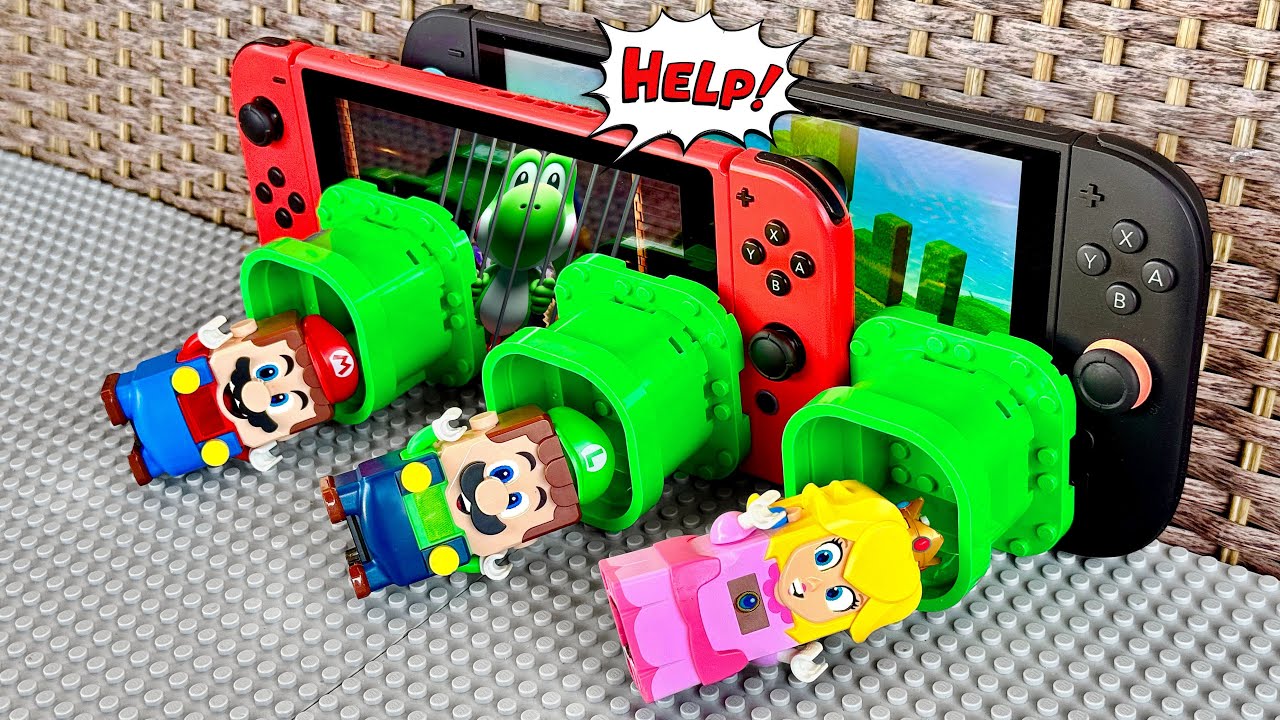 Mario enters Odyssey, Luigi enters Mario Maker & Peach enters 3D World to save Yoshi! #legomario