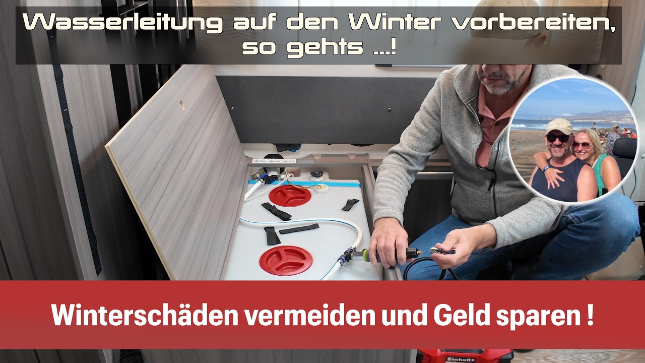 Wasserleitung im Wohnmobil frostsicher machen. Tauchpumpe schafft nicht das Restwasser zu entfernen