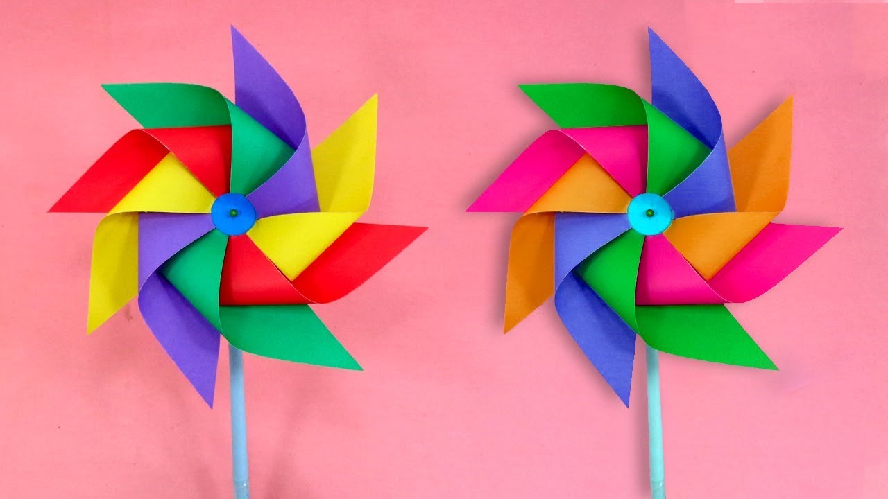 How To Make a Four Color Paper Windmill for Origami Lovers - Easy [Pinwheel] Tutorial