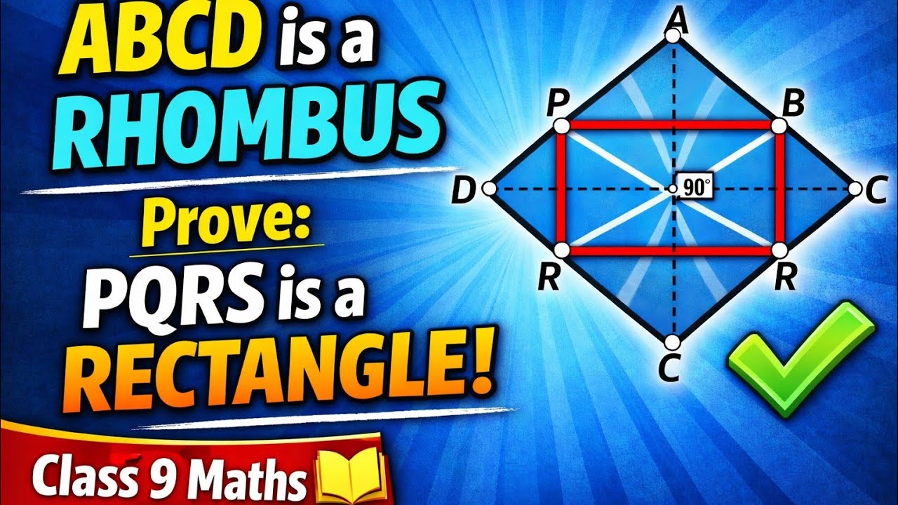 ABCD is a Rhombus | Prove PQRS is a Rectangle | Class 9 Maths Exercise 8.2 Question 2 | Mathsteps |