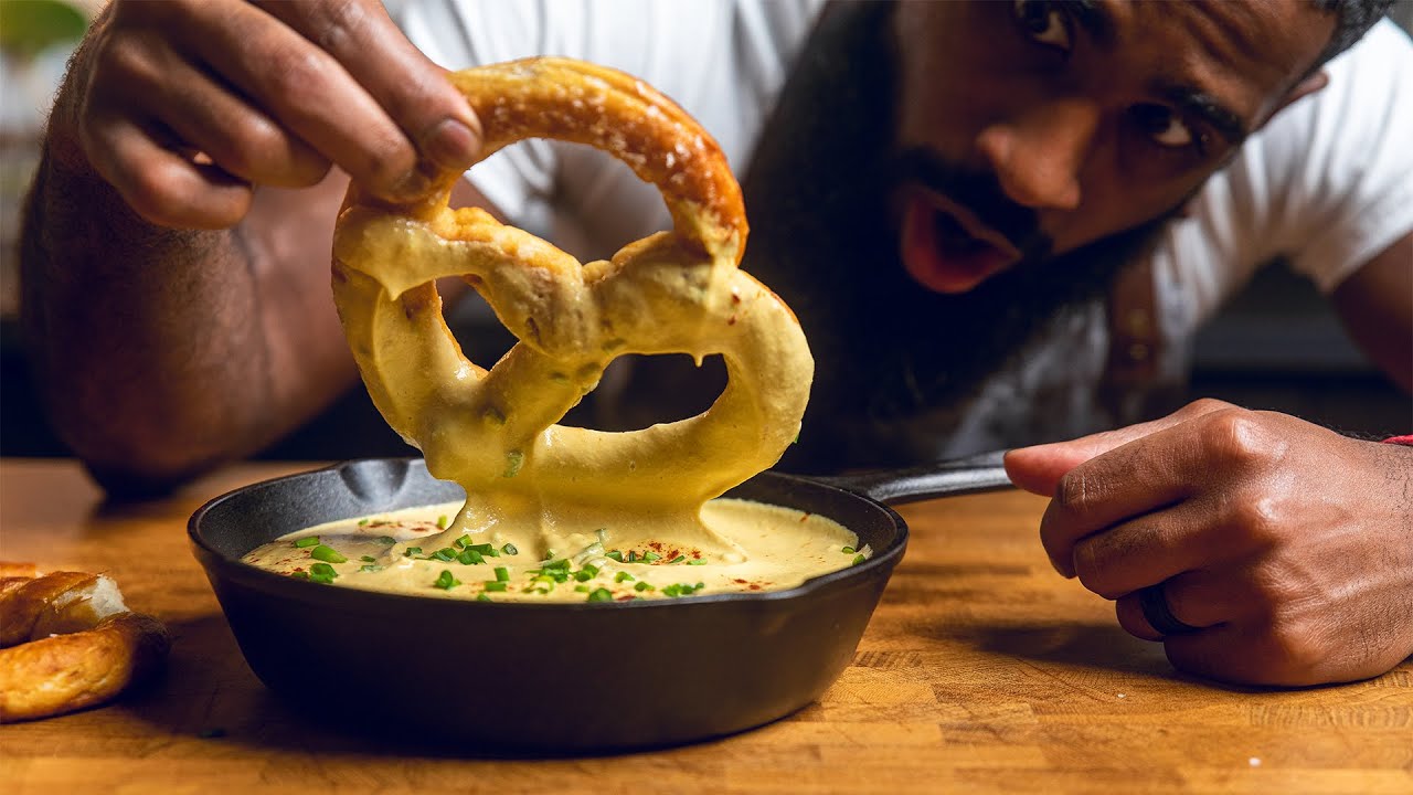The Best Vegan Beer Cheese & 1 Hour Copycat Auntie Anne's Vegan Soft Pretzels