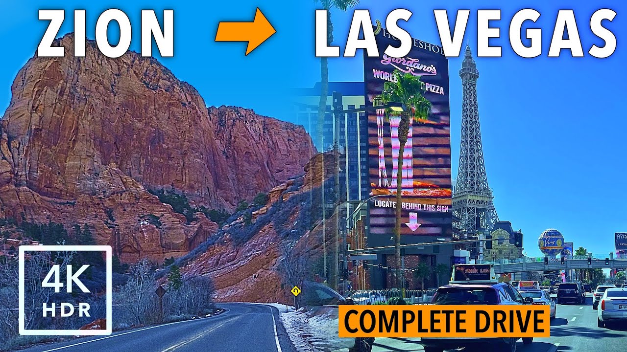 Las Vegas Road Trip – 2.5 Hour Drive from Zion Canyon to the Strip [4K HDR]