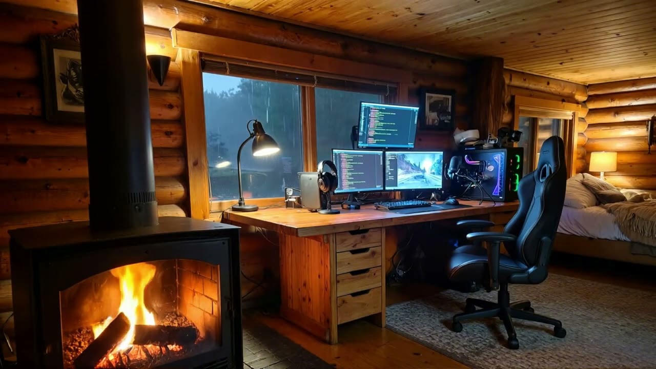 Cozy Cabin - Fireplace & Rain Ambience | 2 Hours of Relaxing Sleep Sounds