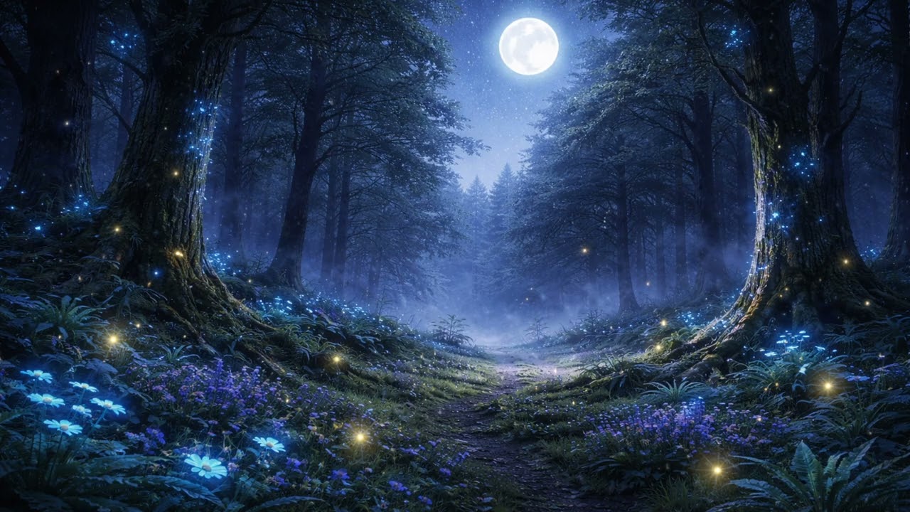 Moonlit Wildflower Meadow  Relaxing Night Nature Screensaver 2 Hours TV Wallpaper