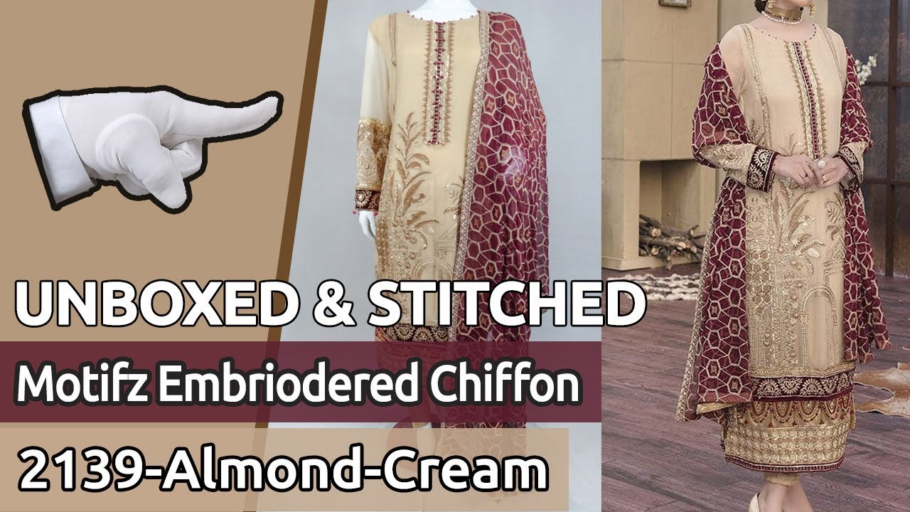 Motifz Chiffon Suit 2019 | UNBOX & STITCH | Latest Dress Design 2139-ALMOND-CREAM