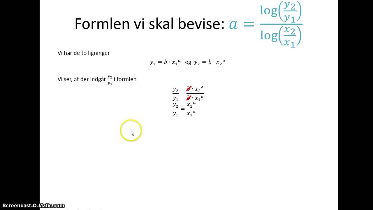 Potensfunktioner - Bevis: a ud fra to punkter