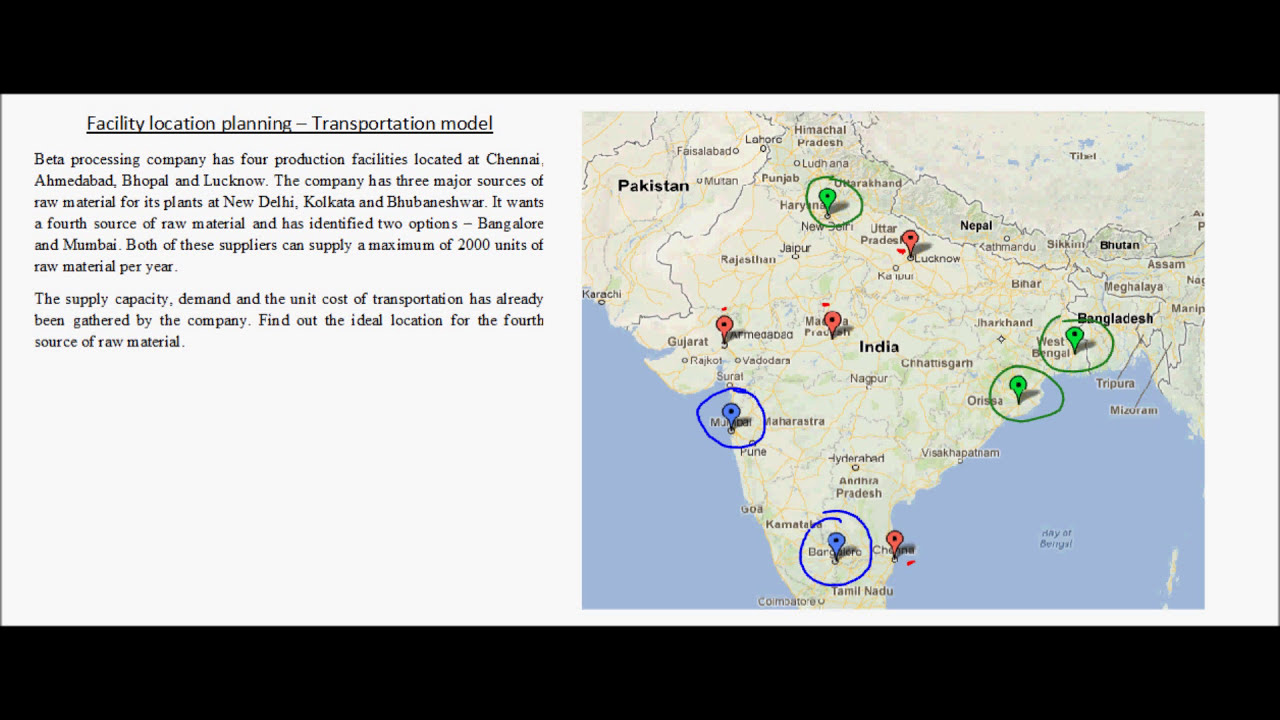 Facility location planning - Example 3 - Transportation model