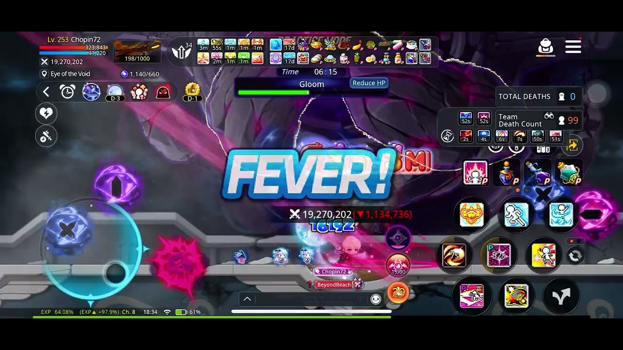 MaplestoryM, Hayato solo multi gloom, zero death (MDC 86.3m) 