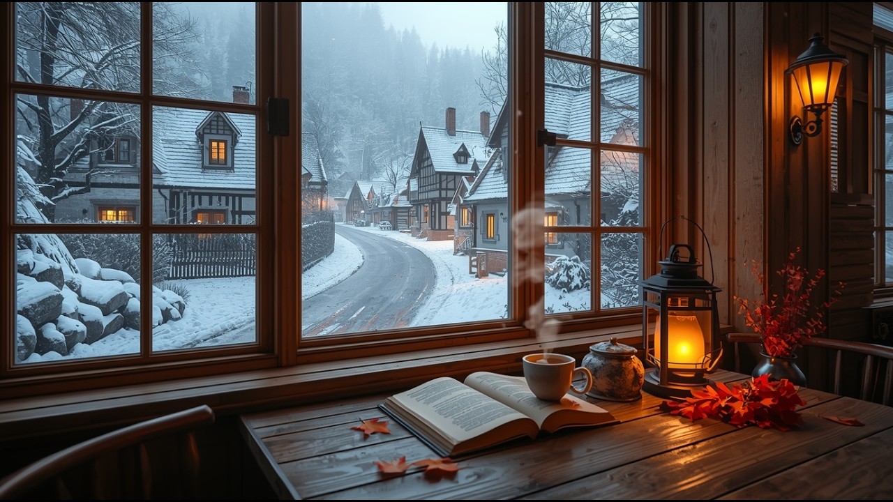 Winter Jazz Coffee Shop Ambience ❄️ Fireplace Warmth & Cozy Café Music for Study
