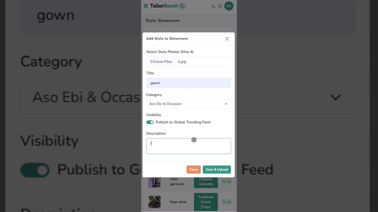 Aleke Nàtsɔ Wò Kpɔnuwo ɖe TailorBench Showroom Dzi | How to Post Your Designs on Showroom - 10