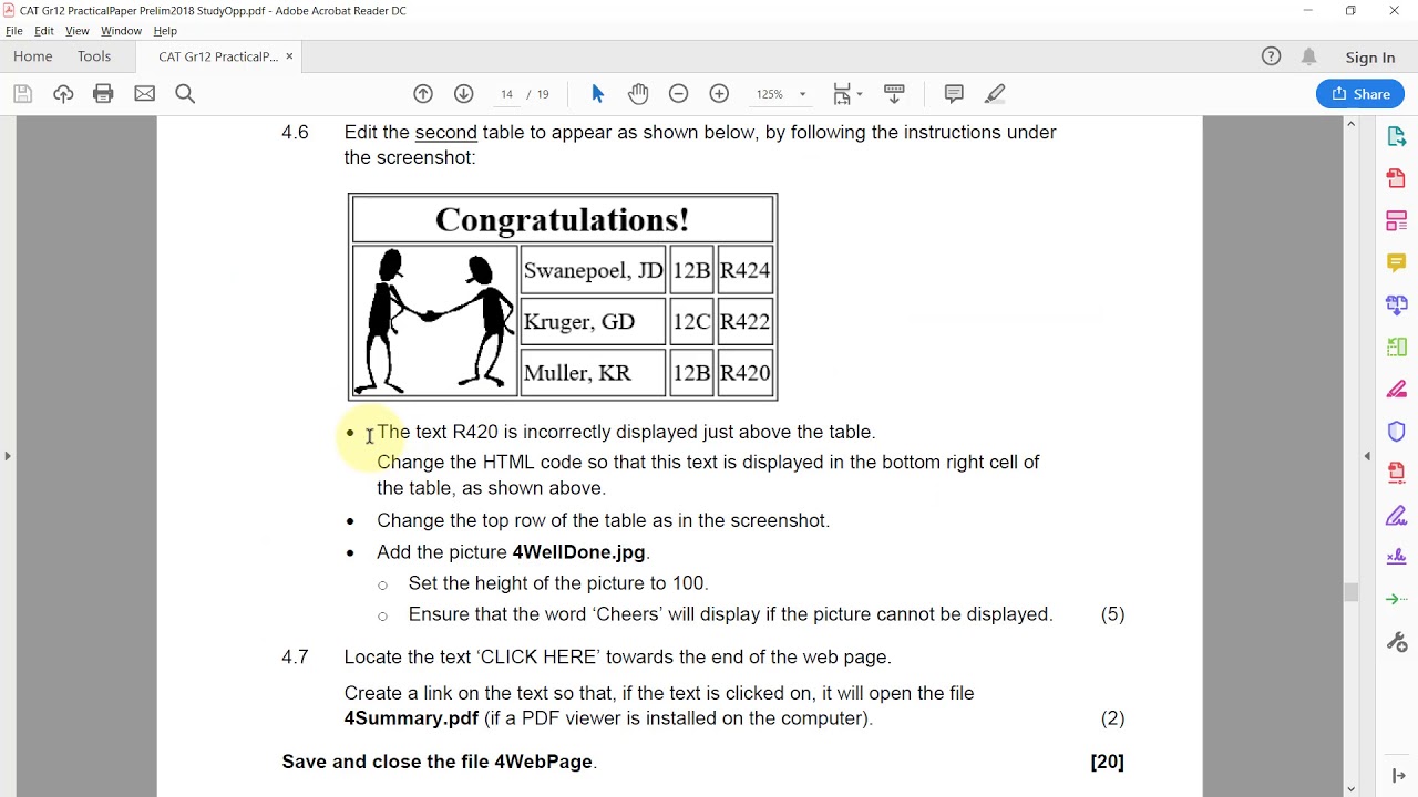 HTML: Exam Question