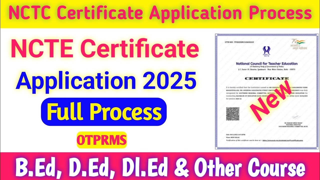 NCTE Certificate Application process | OTPRMS Certificate Apply For B.ed/ Dl.ed Students