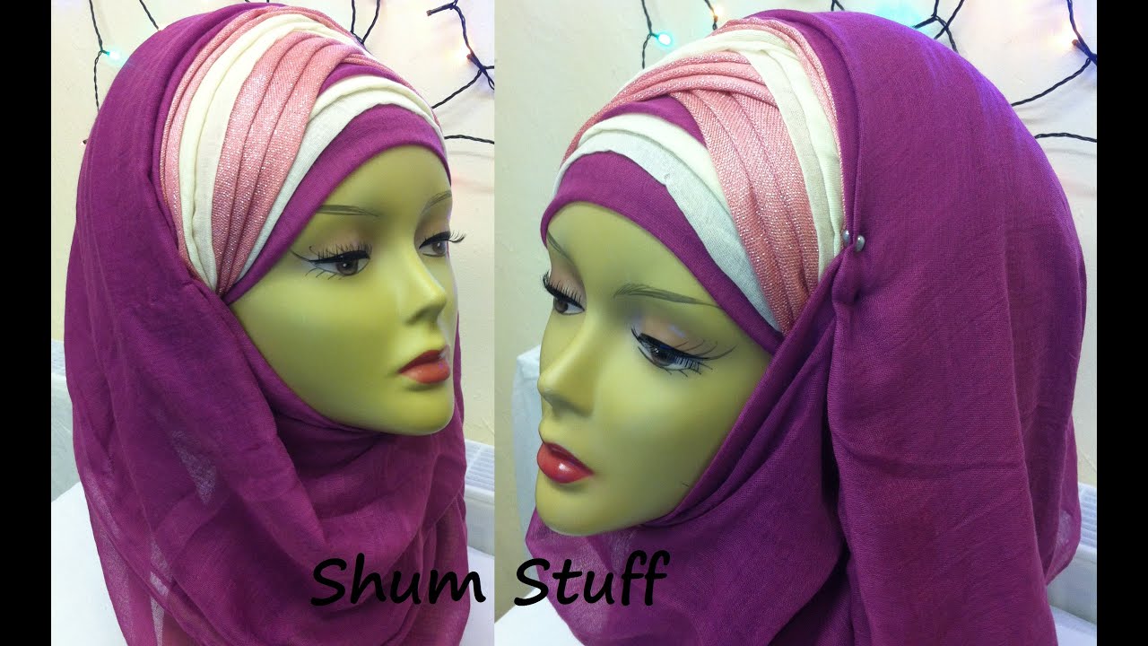 wedding hijab style tutorial, (layered hijab style),....