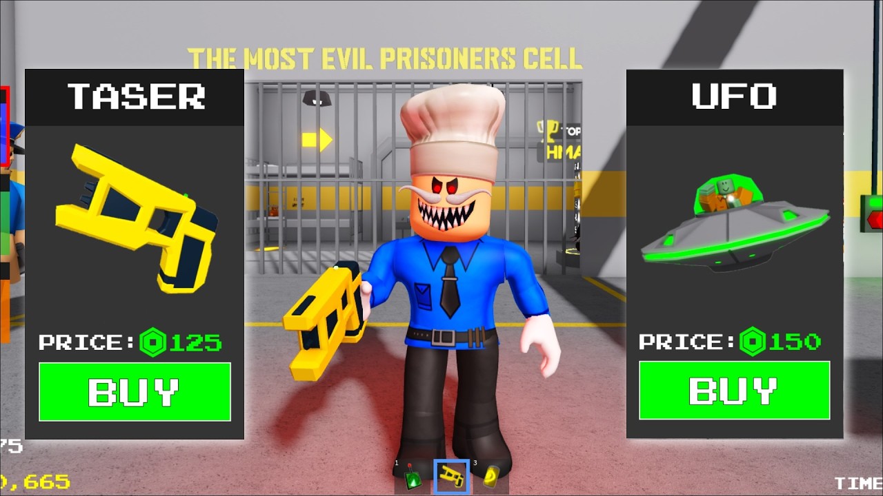 PAPA PIZZA Unlocked New TASER ITEM In BARRY'S PRISON RUN Roblox Obby