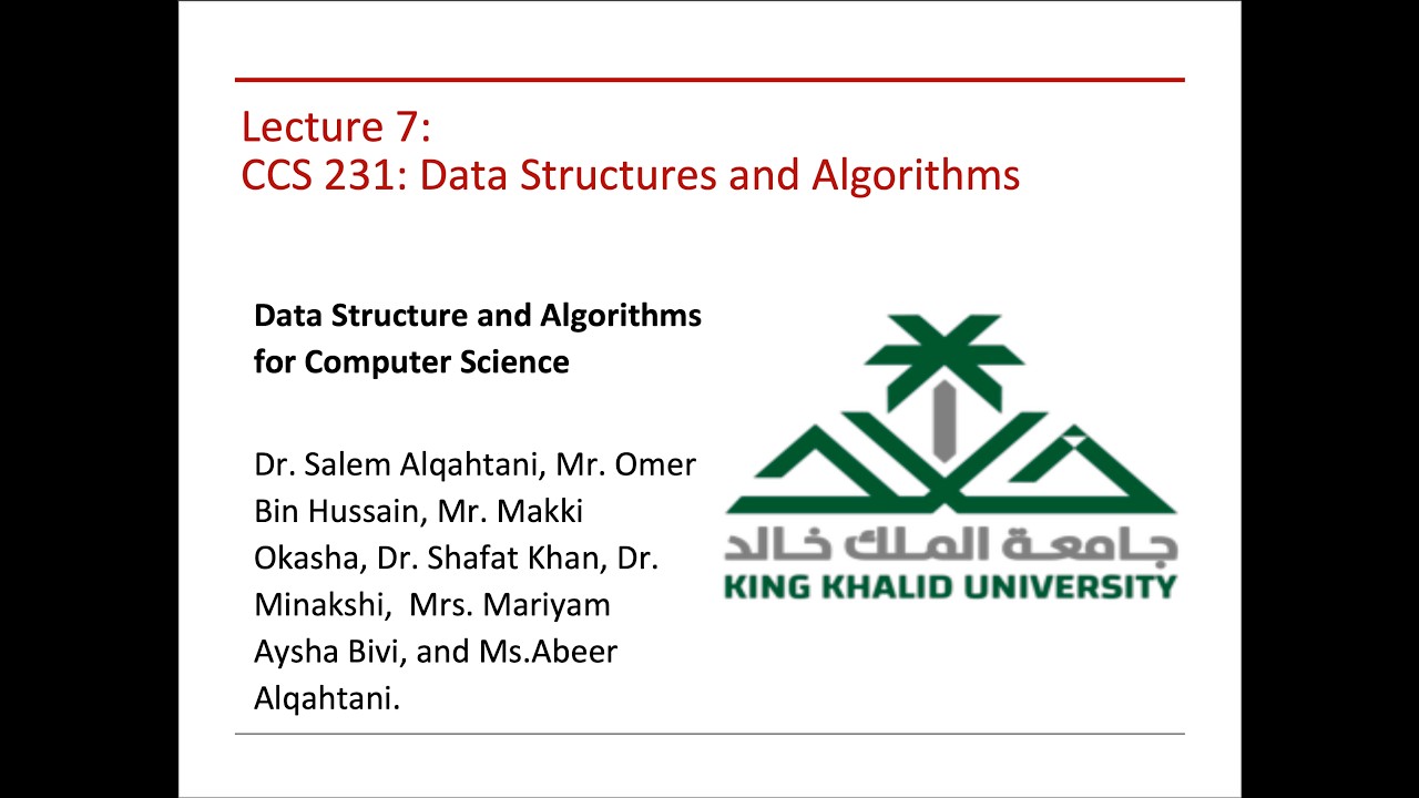 الخوارزميات وهياكل البيانات جامعة الملك خالد شابتر 3 (Recursion)