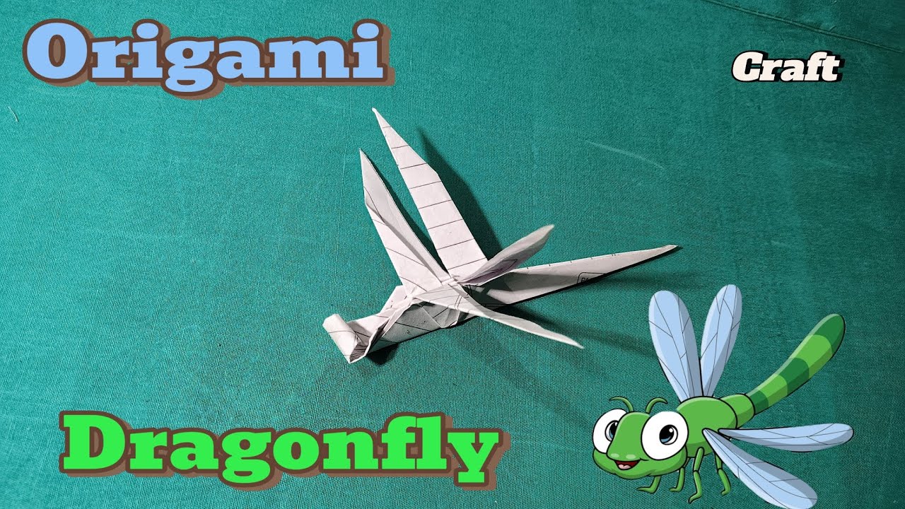 Origami paper dragonfly making//craft dragonfly with easy tutorial #origami #craft #dragonfly #diy 