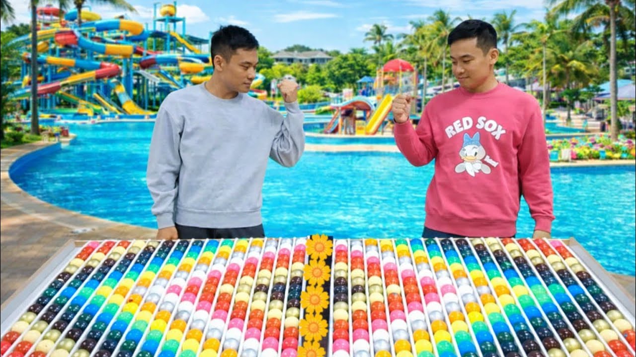 The challenge. Who will win, the pink team or the gray team? Who do you pick?