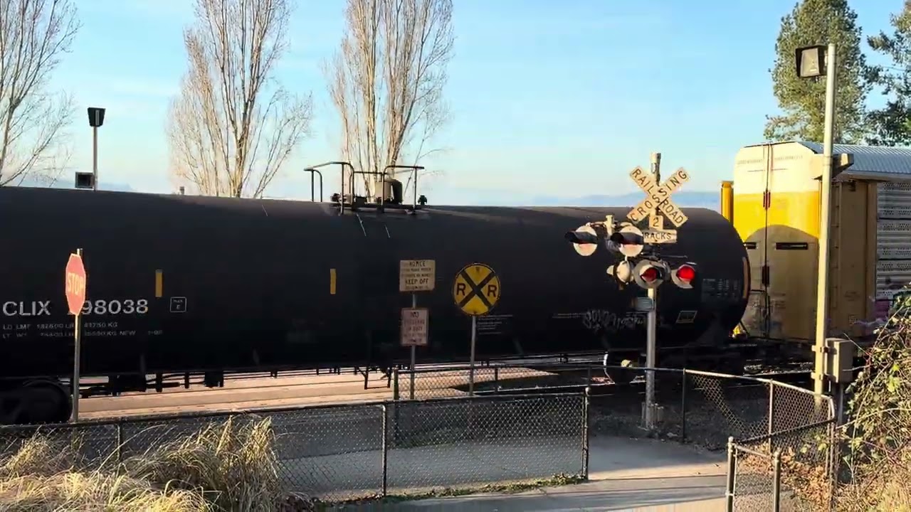 (NB) UP 6028 leads a Manifest Train / M-PDSE through Sunnyside Beach Pedestrian Railroad Crossing.