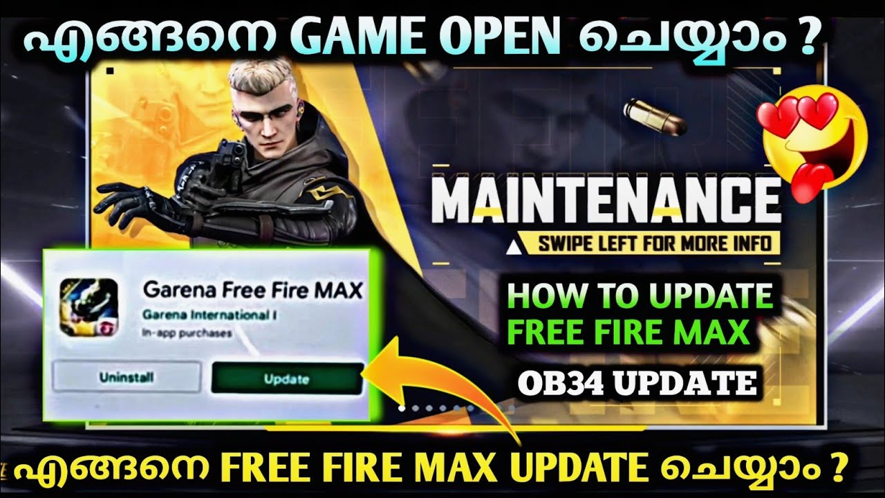 How To Update Free Fire Max Ob34 Update Full Details In Malayalam 🤩 | 100% Working Solution 🔥
