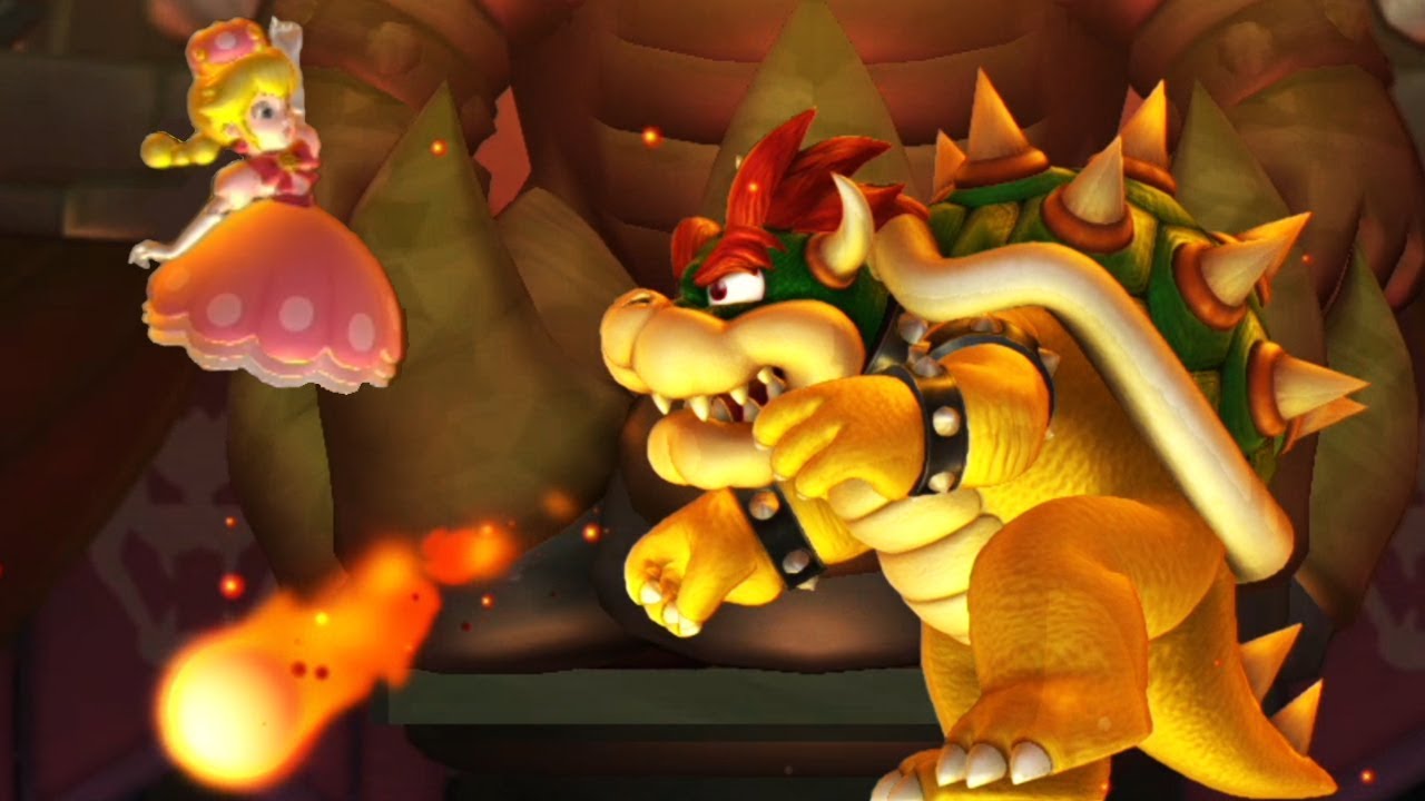 New Super Mario Bros. U Deluxe - All Bosses with Peachette