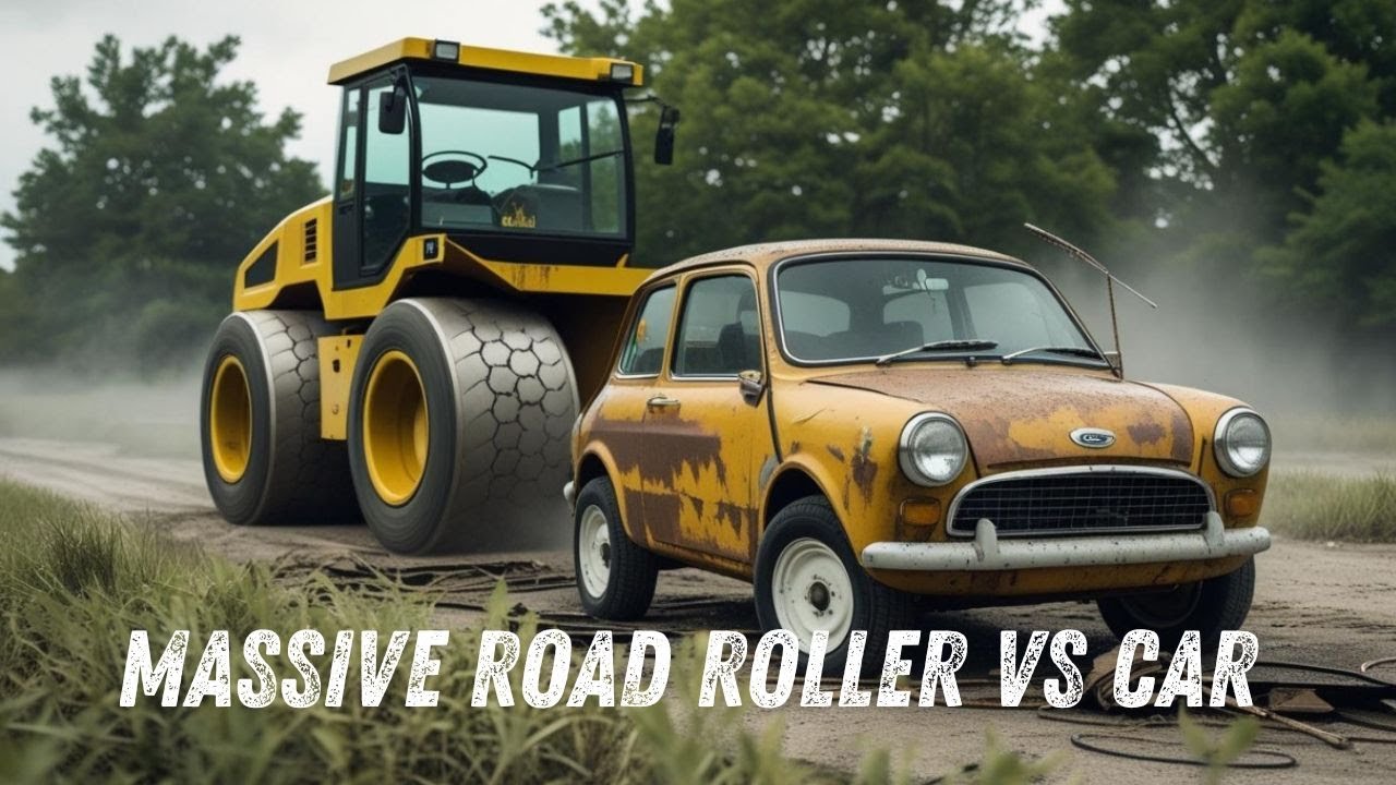 ASMR: Massive Road Roller vs Car | Raw One-Take Destruction
