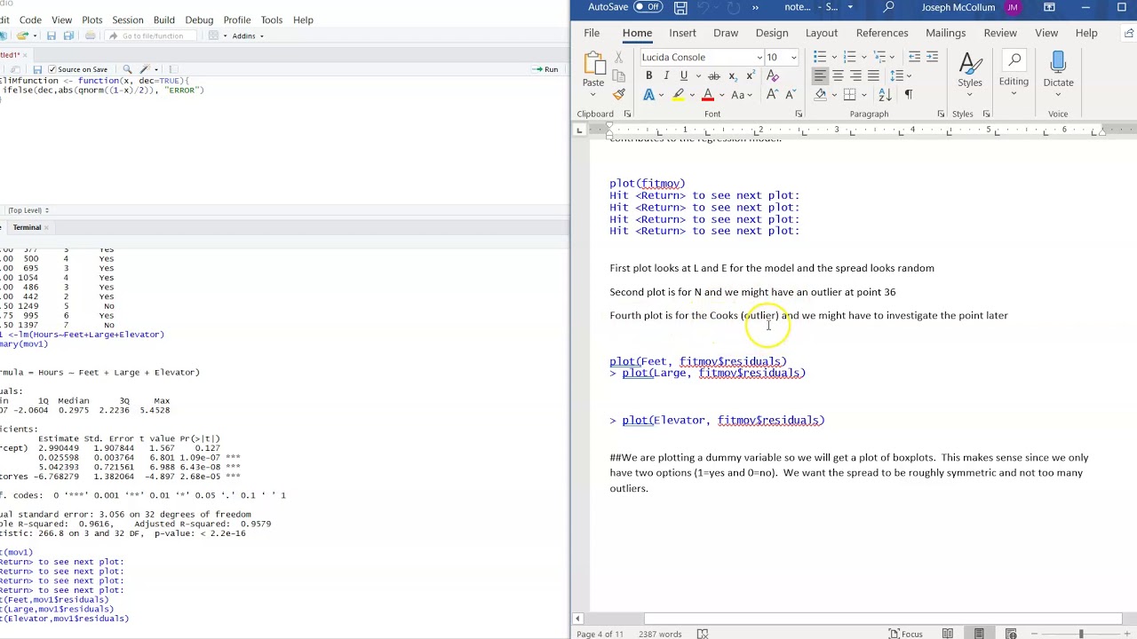 Dummy and Interaction Variables in Multiple Regression using RStudio