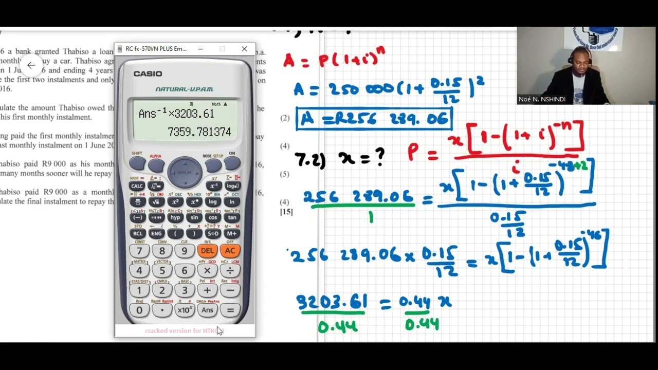 GRADE 12 MATH PAPER 1 2016 OCTOBER-NOVEMBER QUESTION 7 ON FINANCIAL MATH