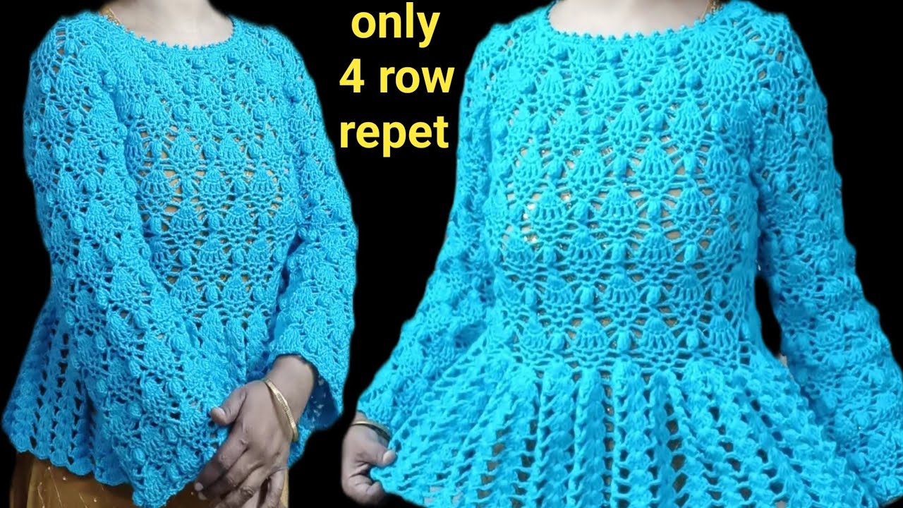 Crochet pinapple stich girls top/how to crochet a woolen top/crochet tutorial