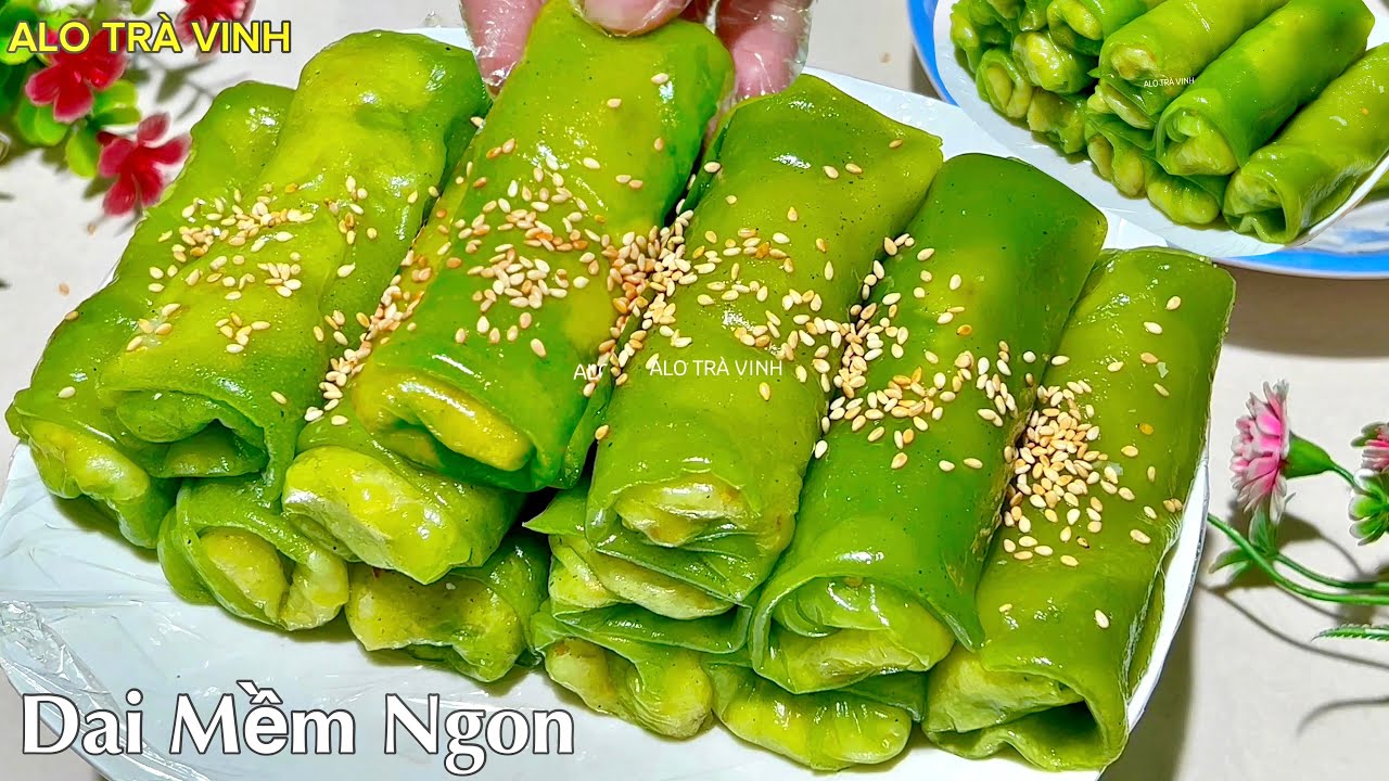 Bánh Cuốn Lá Dứa Dai Mềm Thơm Phức, Bánh Ướt Chảo Nhanh Lẹ Mà Ngon- Pandan rice rolls