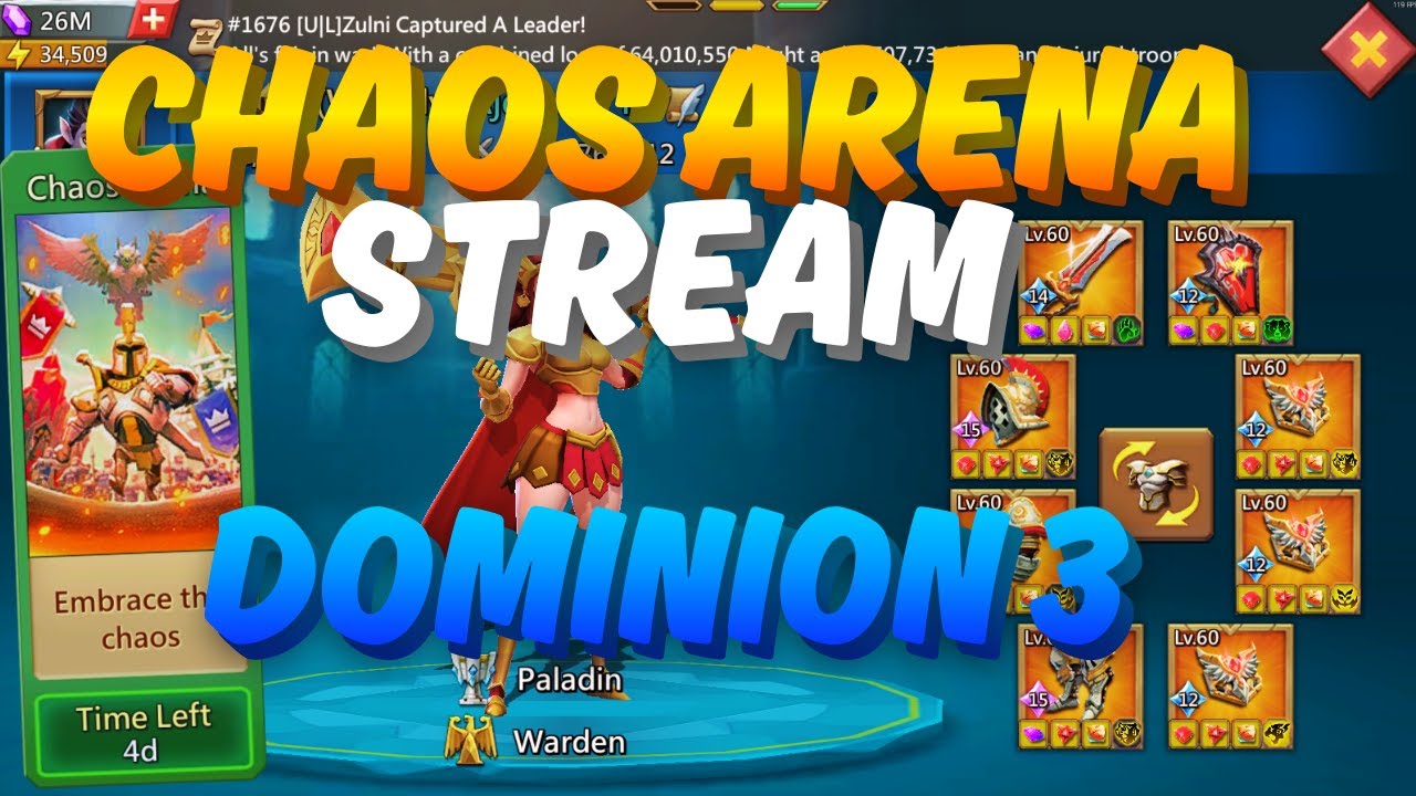 Lords Mobile - Chaos Arena Dominion 3!!!! Testing Traps. Looking For BBC + Gear Checks