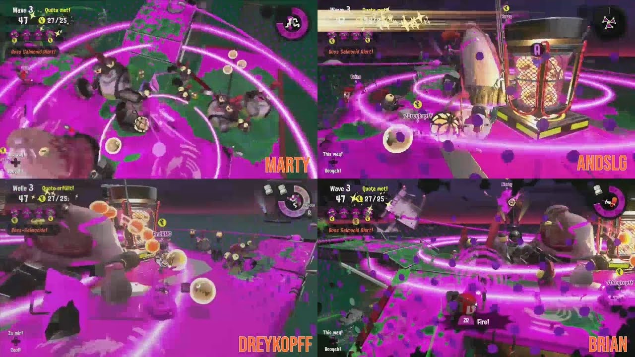 Splatoon 2 - Salmon Run 185 eggs [No night events - 4 Perspectives]