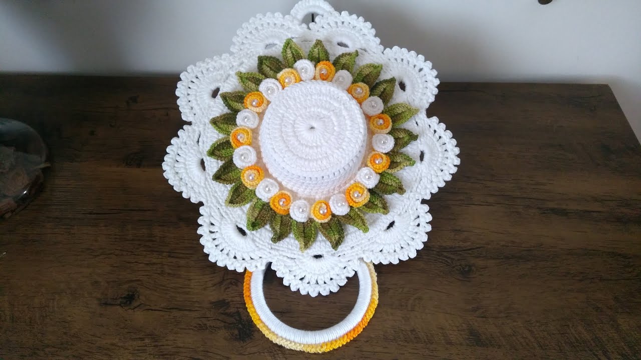 Porta pano de prato chapéu encantado em crochê com Maria José.