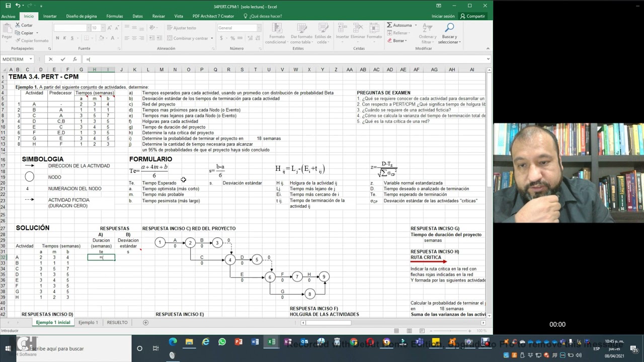 PERT y CPM En Excel