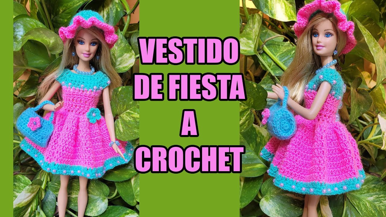 VESTIDO DE FIESTA PARA MUÑECA BARBIE TEJIDO A CROCHET (PASO A PASO)