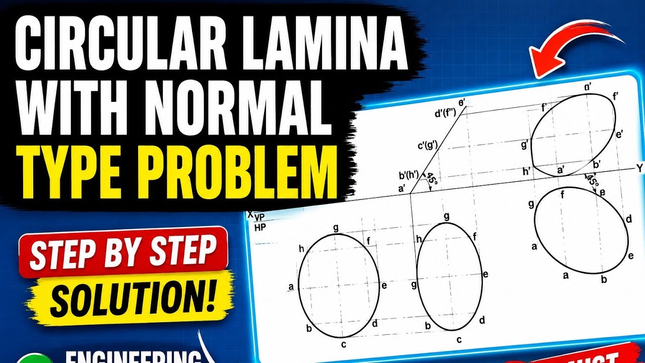 Circular lamina in Normal type of problem Engineering Graphics/ Engineering Visualization
