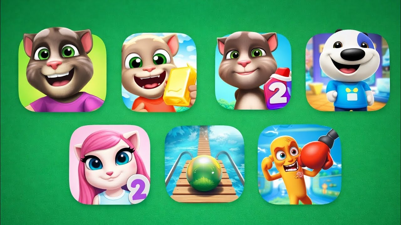 My Talking Tom, Talking  Gold Run, My Tom2, Going Balls, Lucky Balls, Juice Run, Rapid punch herro 