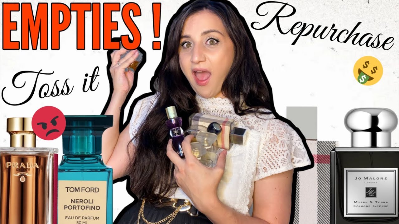 EMPTIES in my fragrance COLLECTION | REPURCHASE or TRASH IT? | Perfume declutter (kind of)