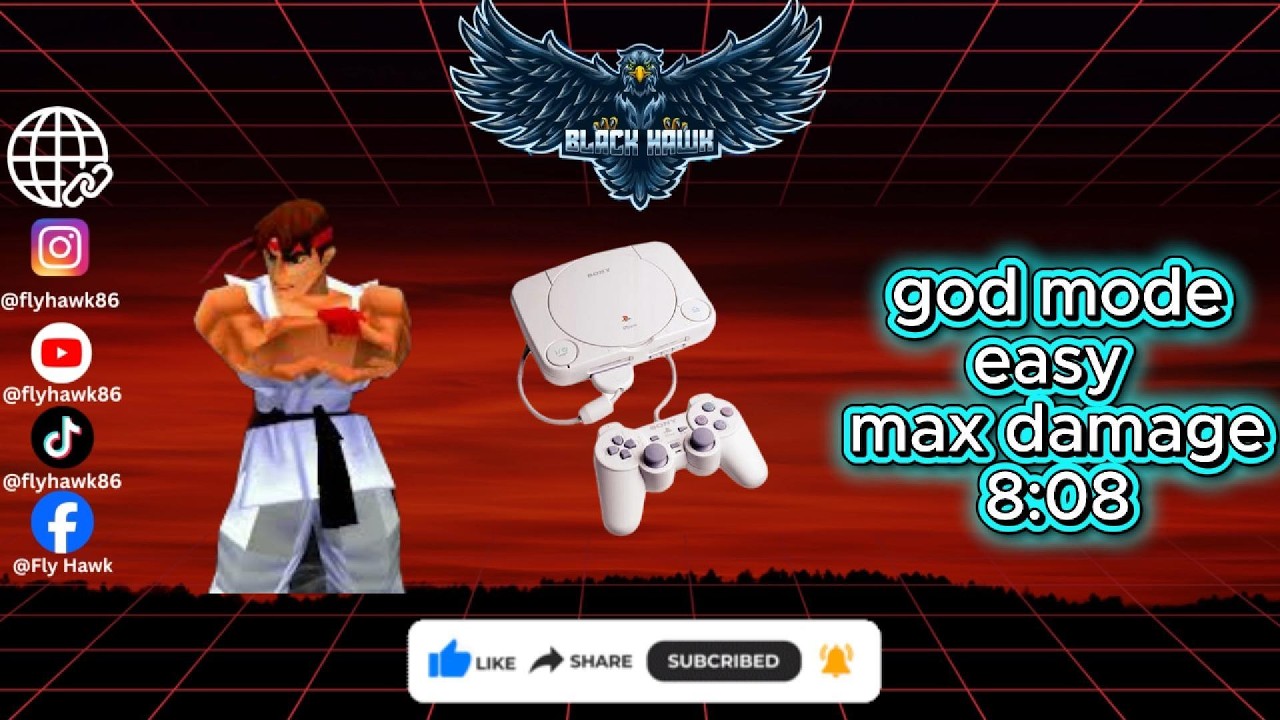 Street Fighter EX2 Plus Ryu God Mode 🔥 Max Damage 8:08 PS1 Easy Difficulty