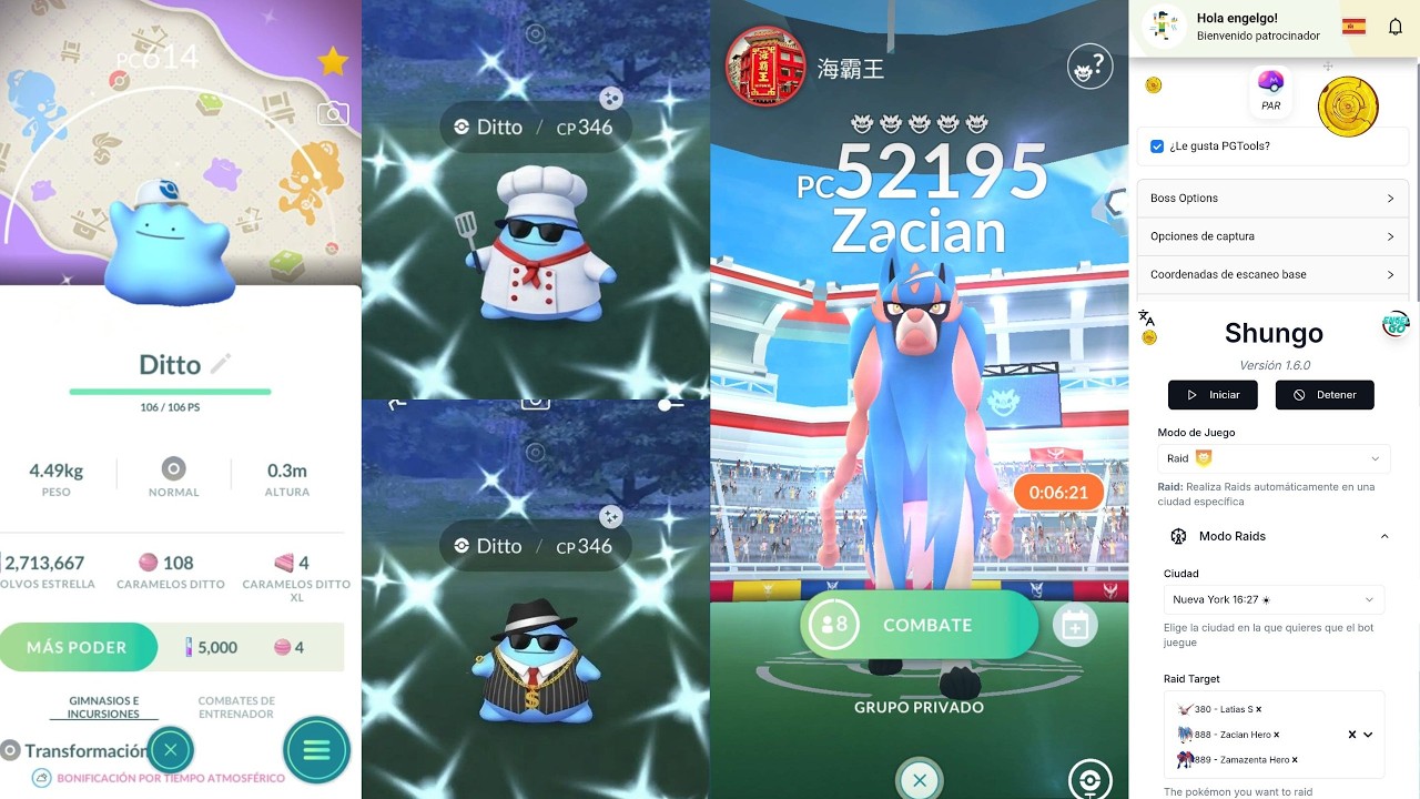 ✨Invitaciones Incursiones Zacian Pokémon GO + Ditto Shinycheck | Auto Raids PGTools y Shungo App
