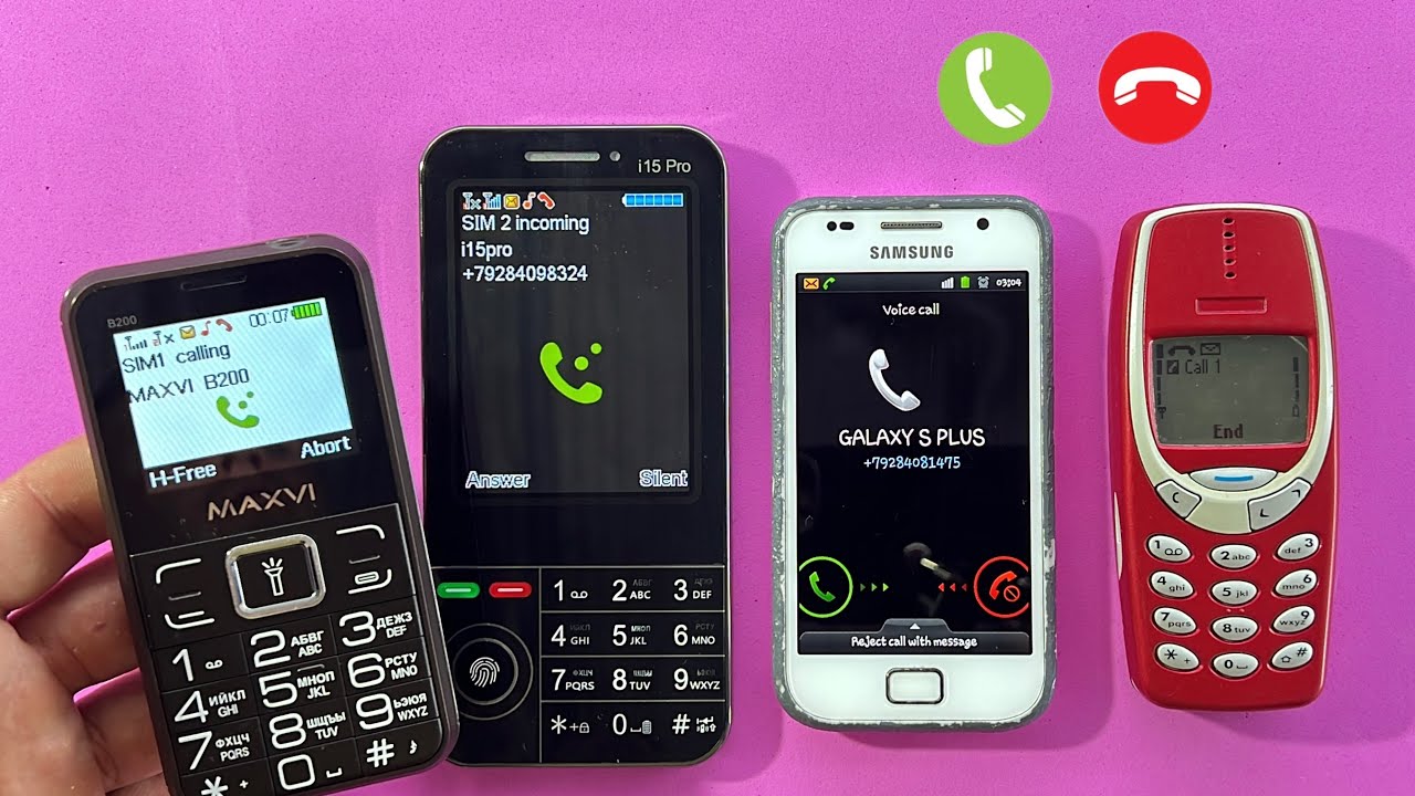 Outgoing & Incoming Call on Nokia 3310 + Samsung Splus + i15pro + MAXVI B200