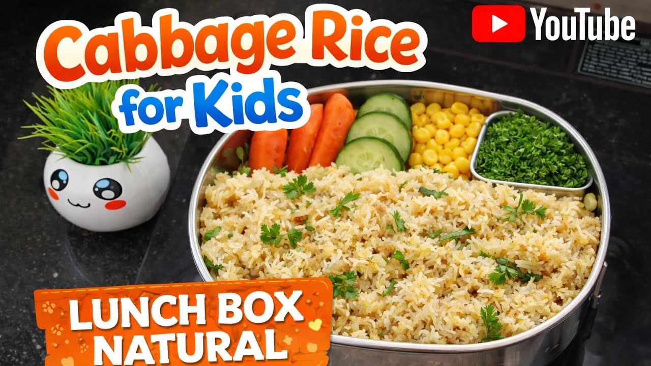 పిల్లల లంచ్ బాక్స్‌కు క్యాబేజీ రైస్ | No Masala Cabbage Rice | Kids Friendly Lunch Box Idea