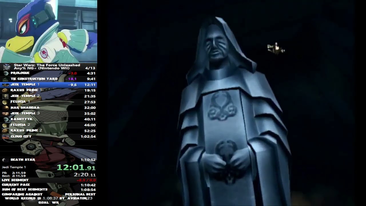 Star Wars: The Force Unleashed (Wii) Any% NG+ Speedrun: 1:10:05