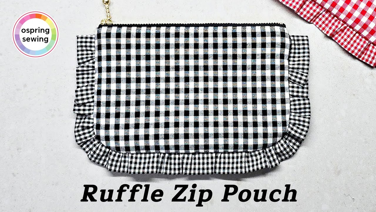 [DIY]  Ruffle Pouch | 15cm Zipper Pouch | How to Make a Cute Ruffle Pouch | ospring_sewing 🥰