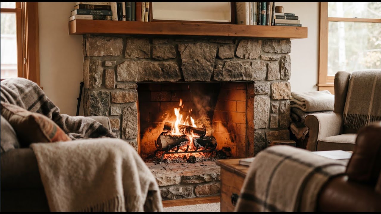 Cozy Fireplace 🔥 Calm Music for Relaxation, Sleep & Stress Relief (4K)