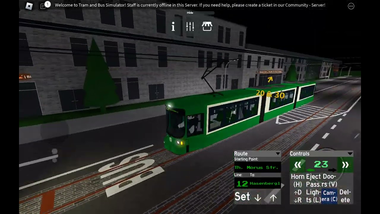 Tram and Bus Simulator Roblox Line 12 von Th. Morus Str. nach Hasenbergl
